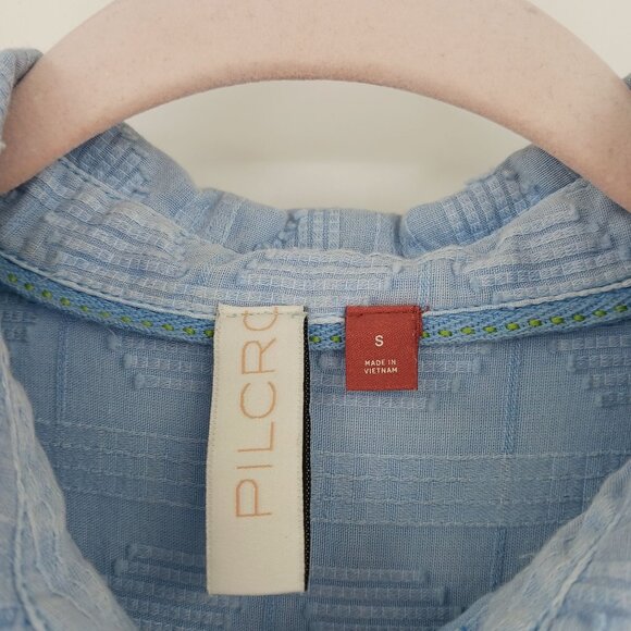 Anthropologie PILCRO Theresa Blue Lace Up Back Shirt Size Small - Picture 7 of 13